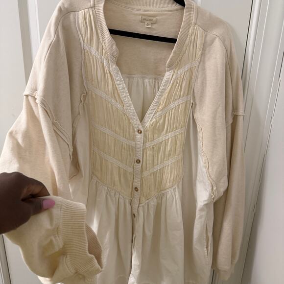 Anthropologie Pilcro $168 Sz 2X Long-Sleeve Button-Front Twofer Mini Dress - Picture 4 of 9